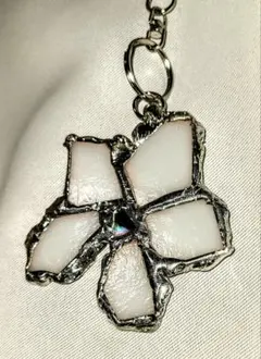 花型キーホルダー （ガラス細工）