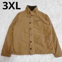 【美品】 デッキジャケット ボア　大きいサイズ　3XL キャメル　Y2K