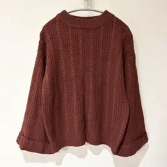 【超美品】ニット セーター ケーブルニット ブラウン L