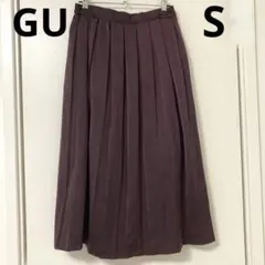 GU プリーツロングスカート ボルドー ワインレッド S ミディ丈　ミモレ丈