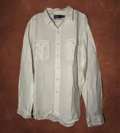 ラルフローレン　アイボリー リネンシャツ XXL 目無し