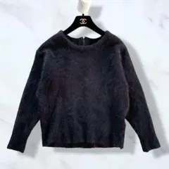 美品✨Loungedress　ラクーン100%　ふわふわ　クルーネックニット　黒