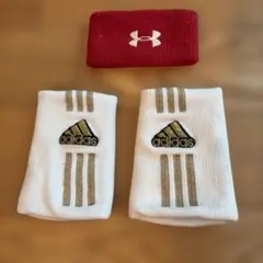 アンダーアーマー　adidas リストバンド　赤 白　2個セット　アディダス