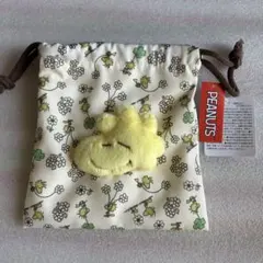 Peanuts ウッドストック フラワーボアフェイス巾着