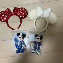 ミニーマウスカチューシャ2種とフィギュアセット