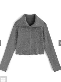 GRL ダブルジップラメニットショート丈トップス