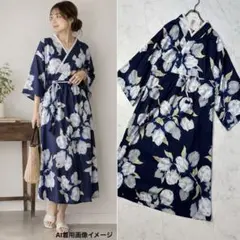 NIPPON DNA 和柄ロングワンピース 花柄 ボタニカルのサムネイル