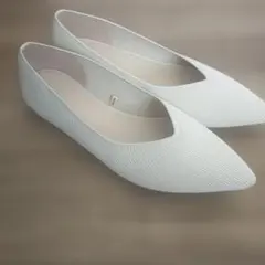 ポインテッドトゥパンプス ホワイトきれいめ シンプル 春夏 フラット