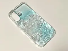 水の波紋デザイン ハンドメイドiPhone16用ケース