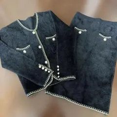 薄手シャギーニット セットアップ ジャケット スカート