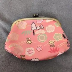 スヌーピー茶屋京都錦　西陣織　がま口