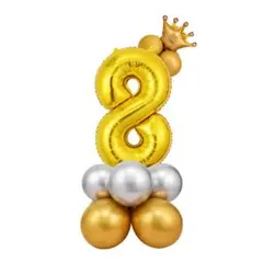 誕生日 数字風船セット ナンバー バルーン ８歳 飾り（ゴールド）