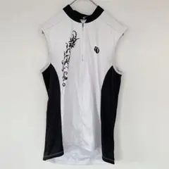 【M】サイクルジャージ ノースリーブ 自転車 ホワイト 花柄 レディースのサムネイル