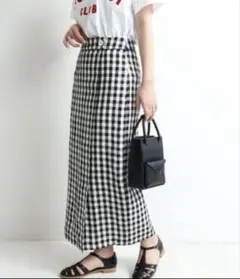 SLOBE IENA ギンガムチェックロングタイトスカート