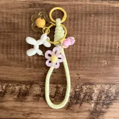 バッグチャーム　じゃらじゃらキーホルダー　パラコード　イエロー