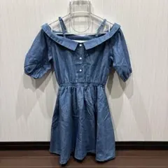 オフショルダー肩紐付きワンピース