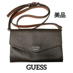 【美品】ゲス GUESS ダークブラウン エンベロープショルダーバッグ