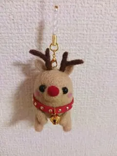 羊毛フェルト　トナカイストラップ