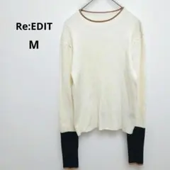 【リエディ】ハイネック 配色デザイン リブ ニット アイボリー ブラック Mのサムネイル