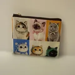 (=^・^=)スカーフねこ柄が寄り添う大人可愛いミニポーチ