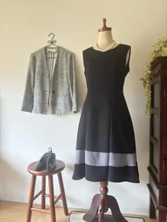 ◆新品タグ付き◆11号バイカラーワンピース 黒グレー◆入学式入園式