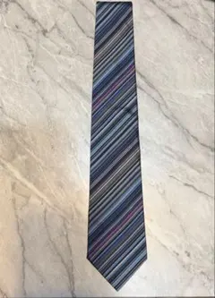 ポールスミス マルチストライプ シルク100% ネクタイ イタリア製 ブルー系