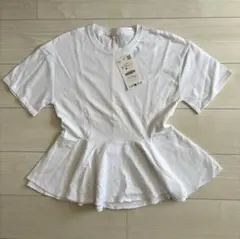 ZARA 新品タグ付き ペプラム半袖チュニック 白 Sのサムネイル