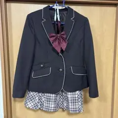 茶色スーツ・ブレザー チェック柄スカート リボン160cm 3点セット　制服
