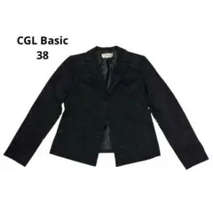 CGL Basic テーラードジャケット　黒　花柄刺繍　日本製　キレイめ　38