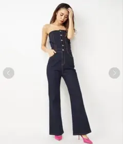 SPIRALGIRL デニムオールインワン ロンパース　M 美脚デニム