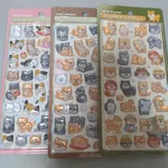 【正規品】和柄　ボンボンドロップシール　3枚　柴、和猫　コンビニ不可