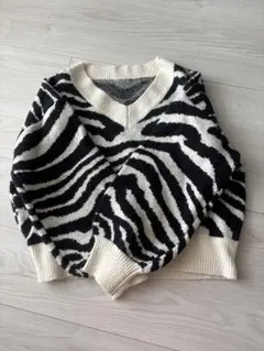 GRLゼブラ柄 Vネック セーター