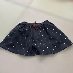 キッズ スカート キュロット ハート柄 ブラック