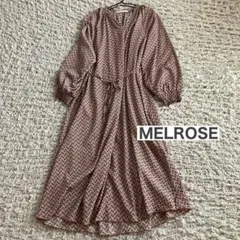 メルローズ　ワンピース　総柄　ロング　長袖　フレア　Aライン