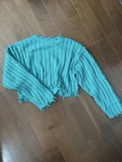 グリーンリブ編み ニット Fサイズ