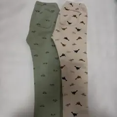 美品☆ユニクロ110サイズキッズ ロングパンツ 2点セット 乗り物 恐竜柄