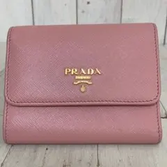 PRADA プラダ 三つ折り財布 コンパクトウォレットサフィアーノベビーピンク系