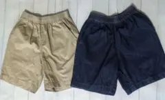 GU キッズ　ショートパンツ　デニム・ベージュ2点セット 130cm