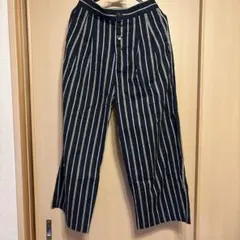 ⭐️studio clipのネイビー ストライプ ワイドパンツ⭐️L