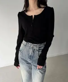 JUNOAH 前後2way長袖パフスリーブカットソー