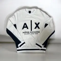 【美品】アルマーニエクスチェンジ A|X スウェット トレーナー 白×紺 ロゴのサムネイル