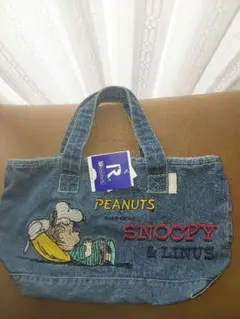 PEANUTS スヌーピー ライナス デニムトートバッグ【ROOTOTE】