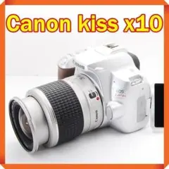 【美品】 Canon EOS Kiss X10 ホワイト デジタル一眼カメ CANON EOS Kiss X10 EF-S18-55 IS STM レンズキット [ホワイト
