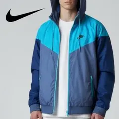 【NIKE】バイカラーラグランフルジップアップフーデッドナイロンジャケット