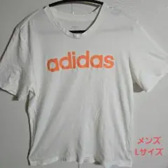 adidas ホワイト ロゴ Tシャツ L　メンズ