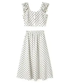 GRL❤︎ ドットホワイト　スカートセットアップ　F