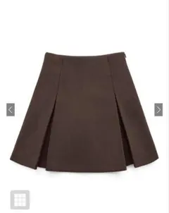 インパン裏地付ボックスプリーツフレアミニスカート
