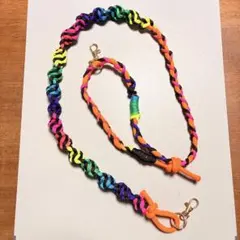 パラコード スマホショルダー　長さ調節　ハンドメイド レインボー