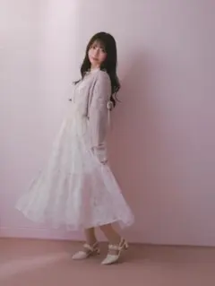 evelyn フラワープリント 半袖 ロングワンピース