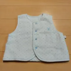 超美品　ベビーベスト　ブルー　水玉　70〜80cm